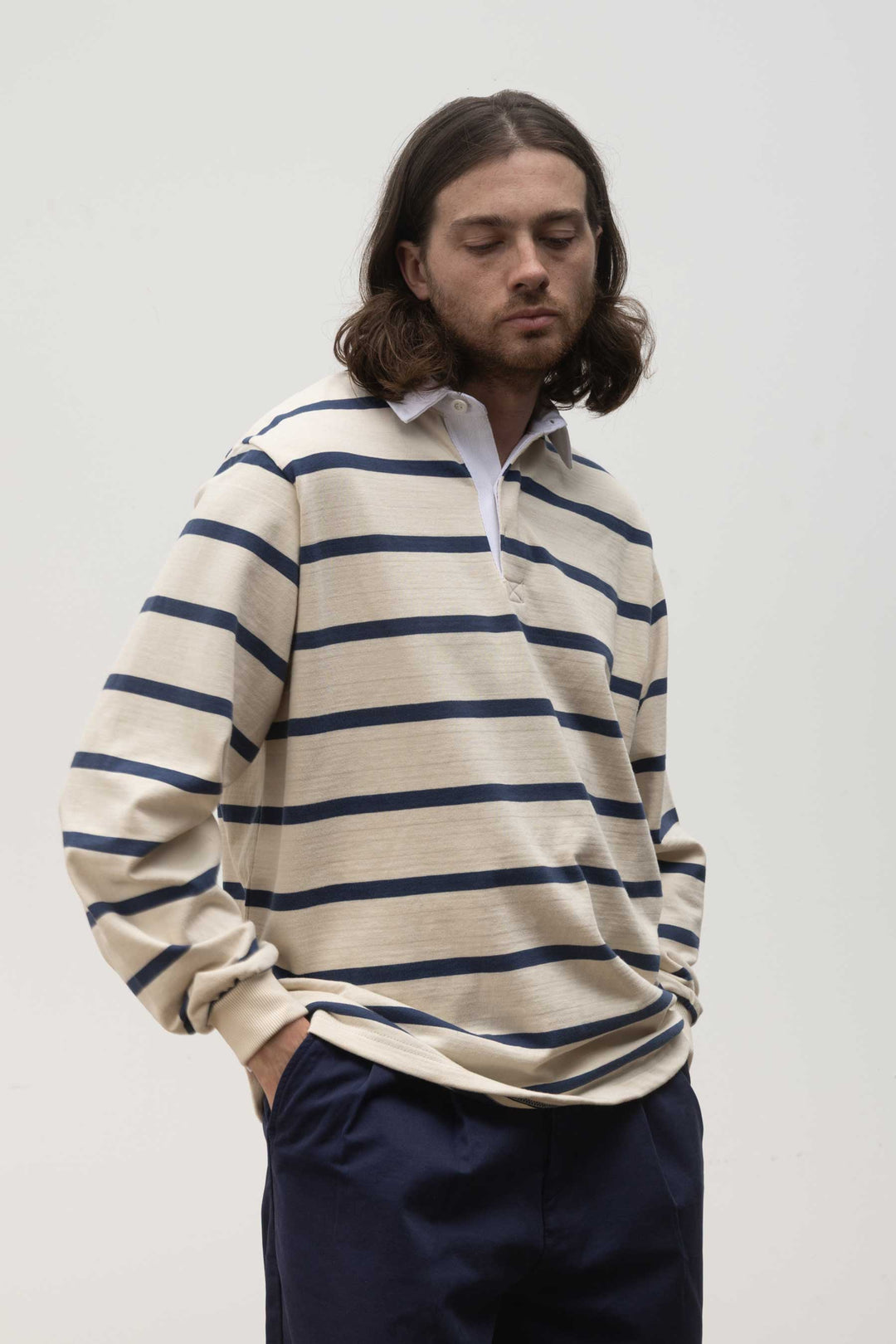 Opensider - Classic Rugby Shirt - Off White Multi-Stripe