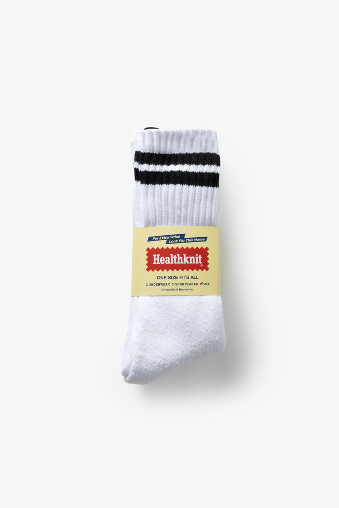 Healthknit - 3 Pack Crew Socks - White Classic Stripe