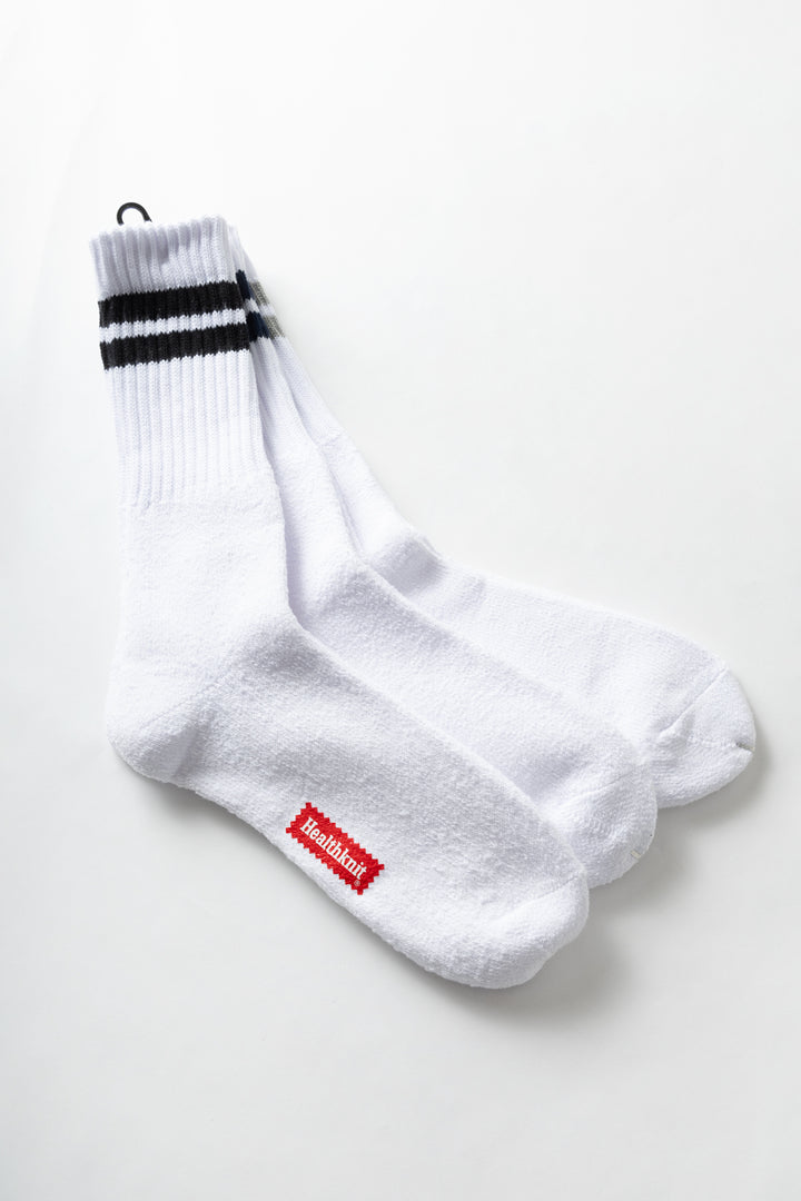 Healthknit white multi (black, navy, grey) sock