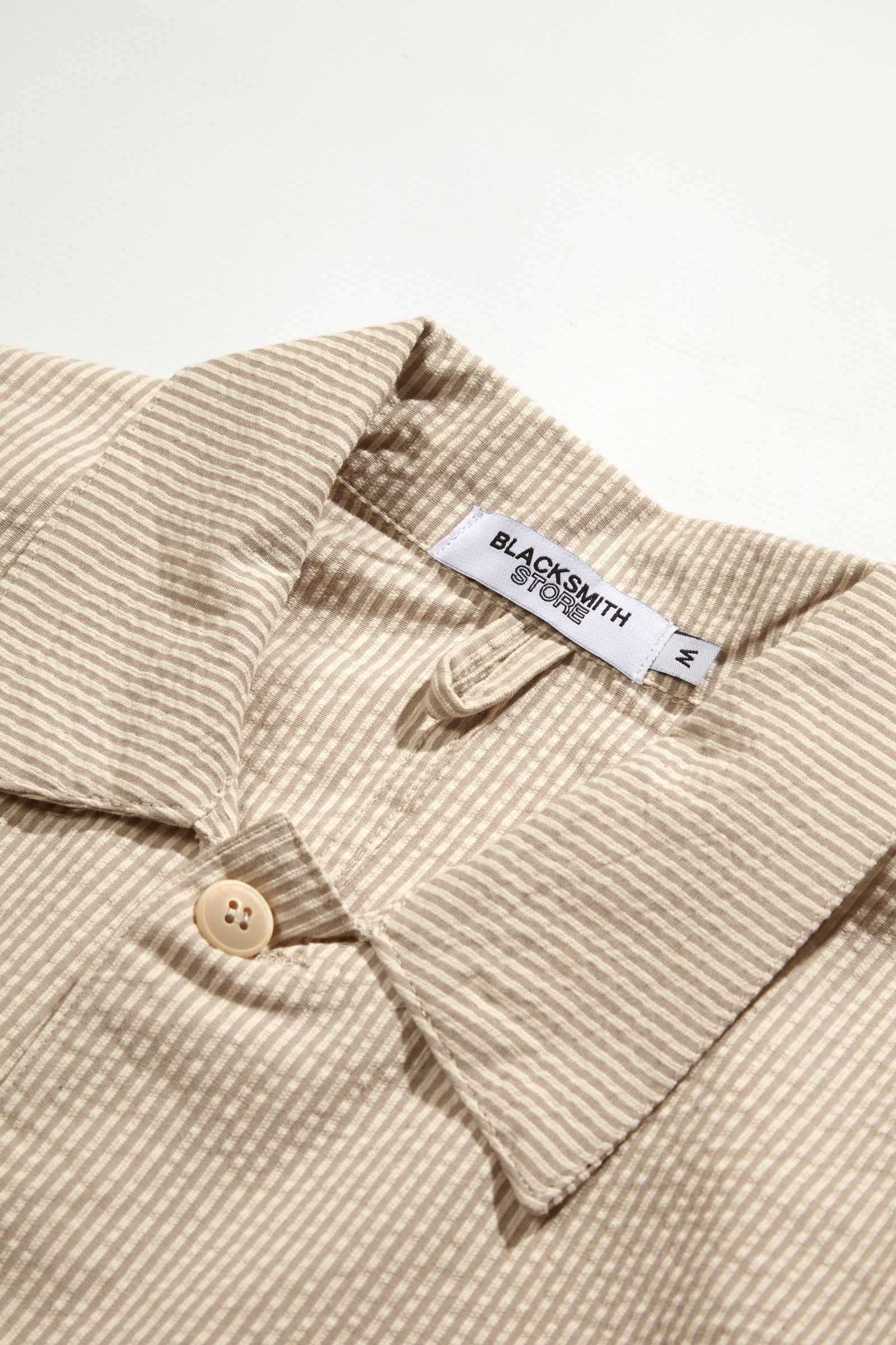 Blacksmith - Seersucker Chore Overshirt - Sand | Blacksmith Store