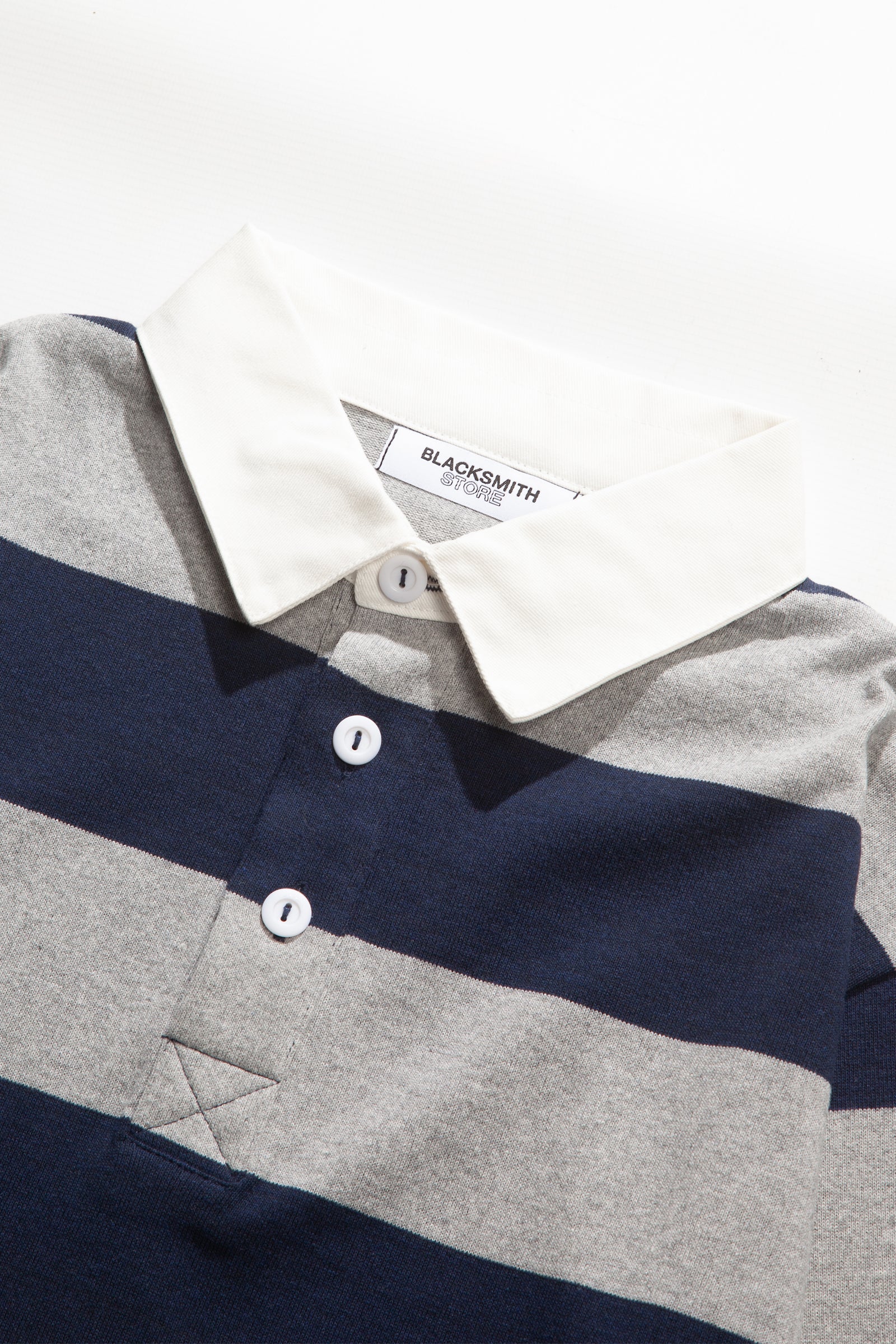 Blacksmith - Yarn Dye Striped Rugby - Grey/Navy