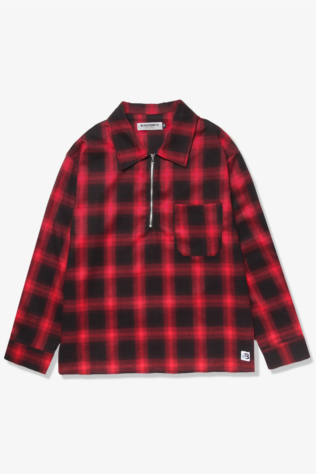 Blacksmith - Shadow Plaid Quarter Zip - Black/Red