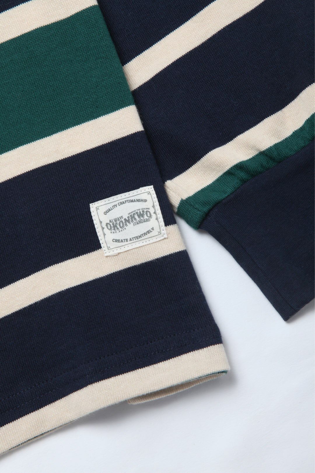 Okonkwo MFG - Long Sleeve Striped Tee - Navy/Forest