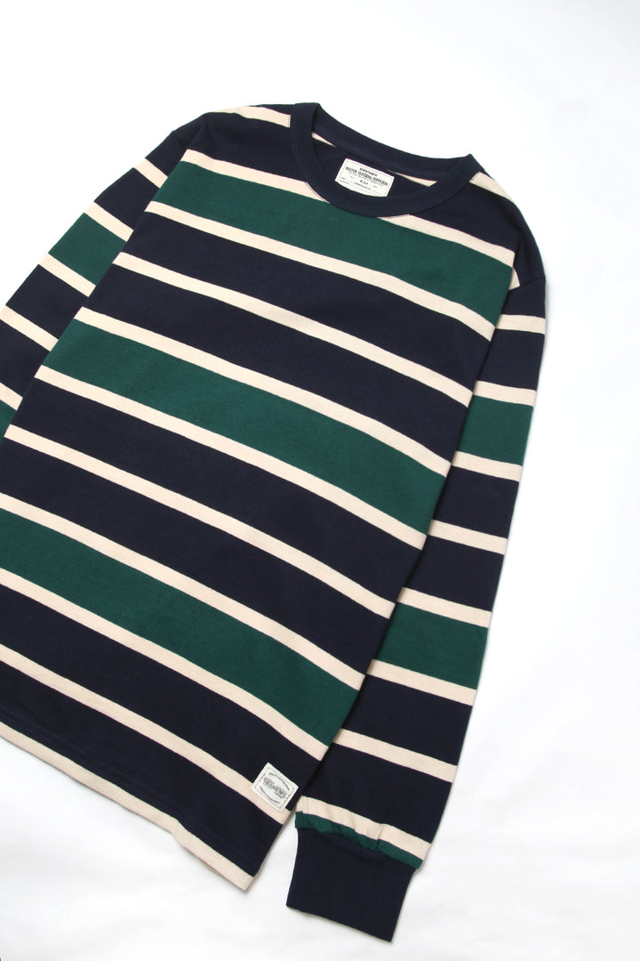 Okonkwo MFG - Long Sleeve Striped Tee - Navy/Forest