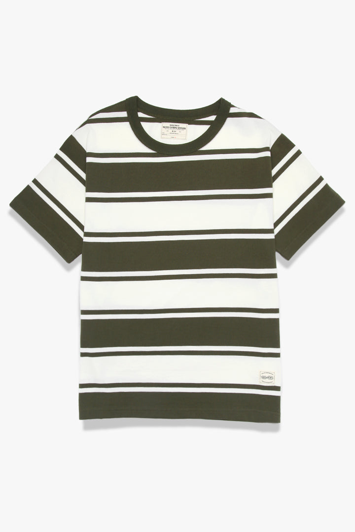 Okonkwo MFG - Short Sleeve Striped Tee - Olive/White