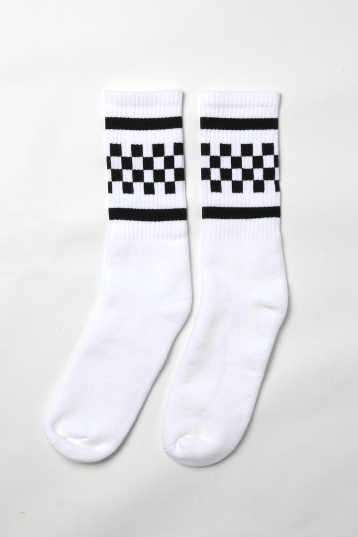 Socco - Checkerboard Crew Socks - Black/White