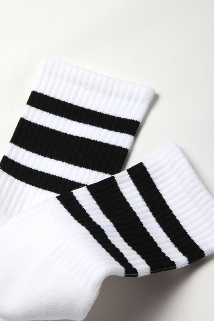 Socco - Striped Crew Socks - Black/White