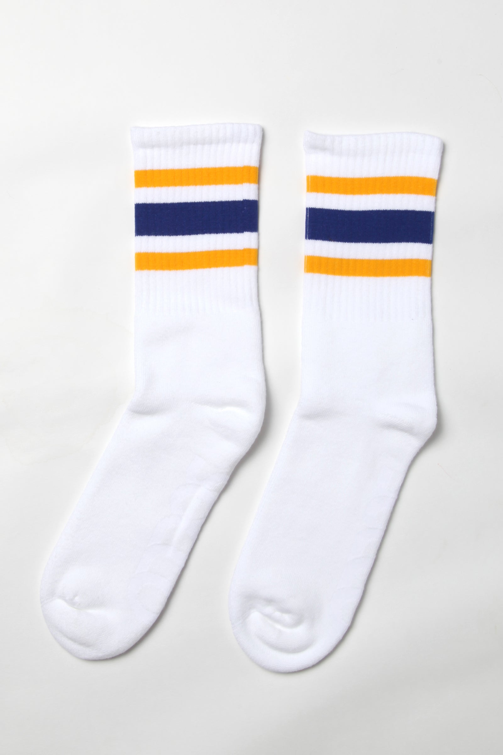 Socco - Striped Crew Socks - Blue/Yellow/White
