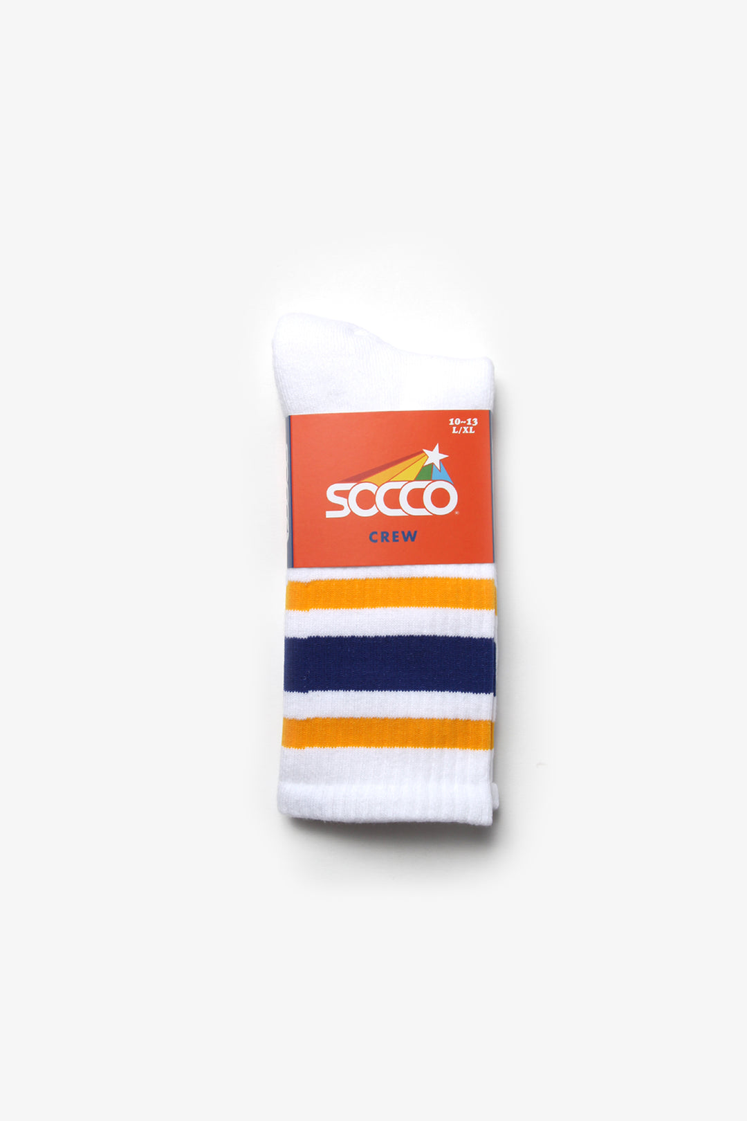 Socco - Striped Crew Socks - Blue/Yellow/White