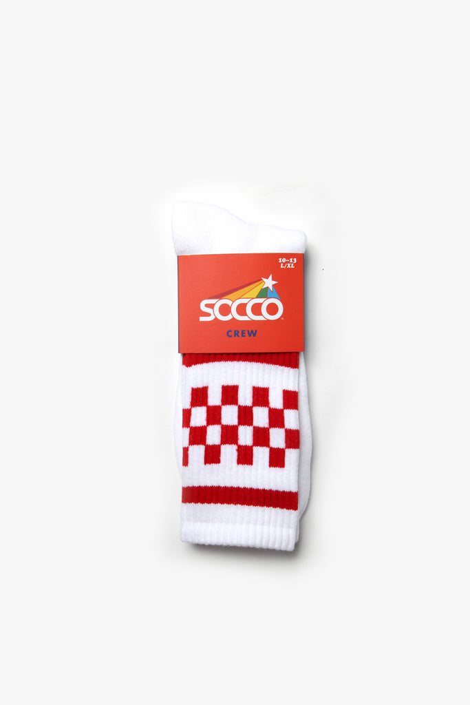 Socco - Checkerboard Crew Socks - Red/White