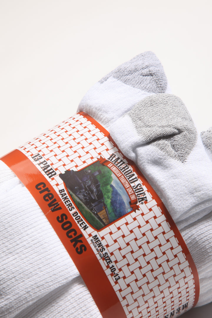 Railroad Sock - 13 Pack Crew Socks - White